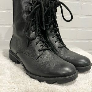 SOREL Women’s Black Lennox Lace Up Combat Boot